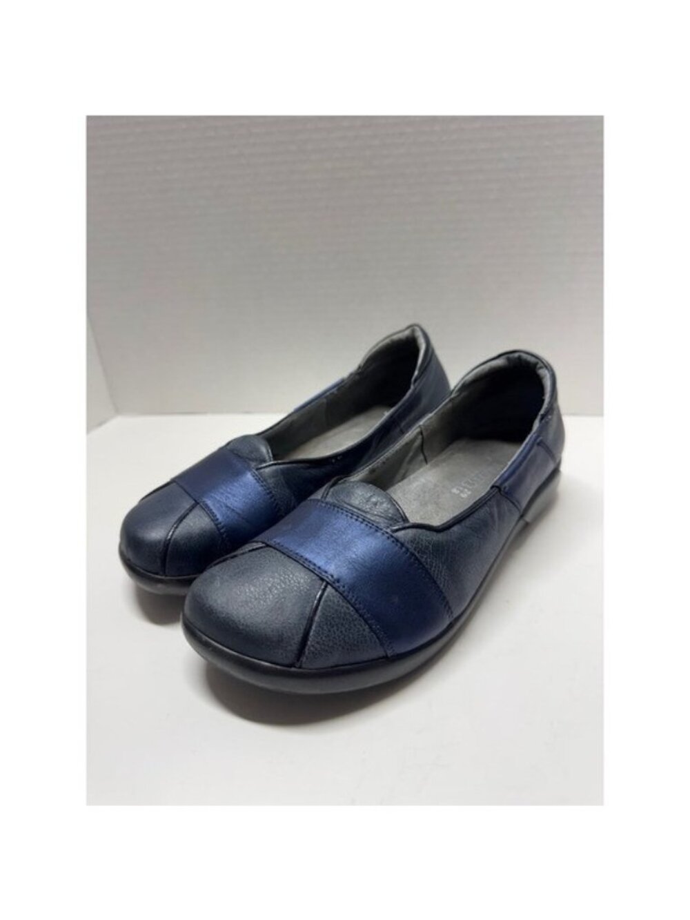 Naot Koru Navy Blue Metallic Leather Slip On Comfort Flats Shoes Women 39 US 8